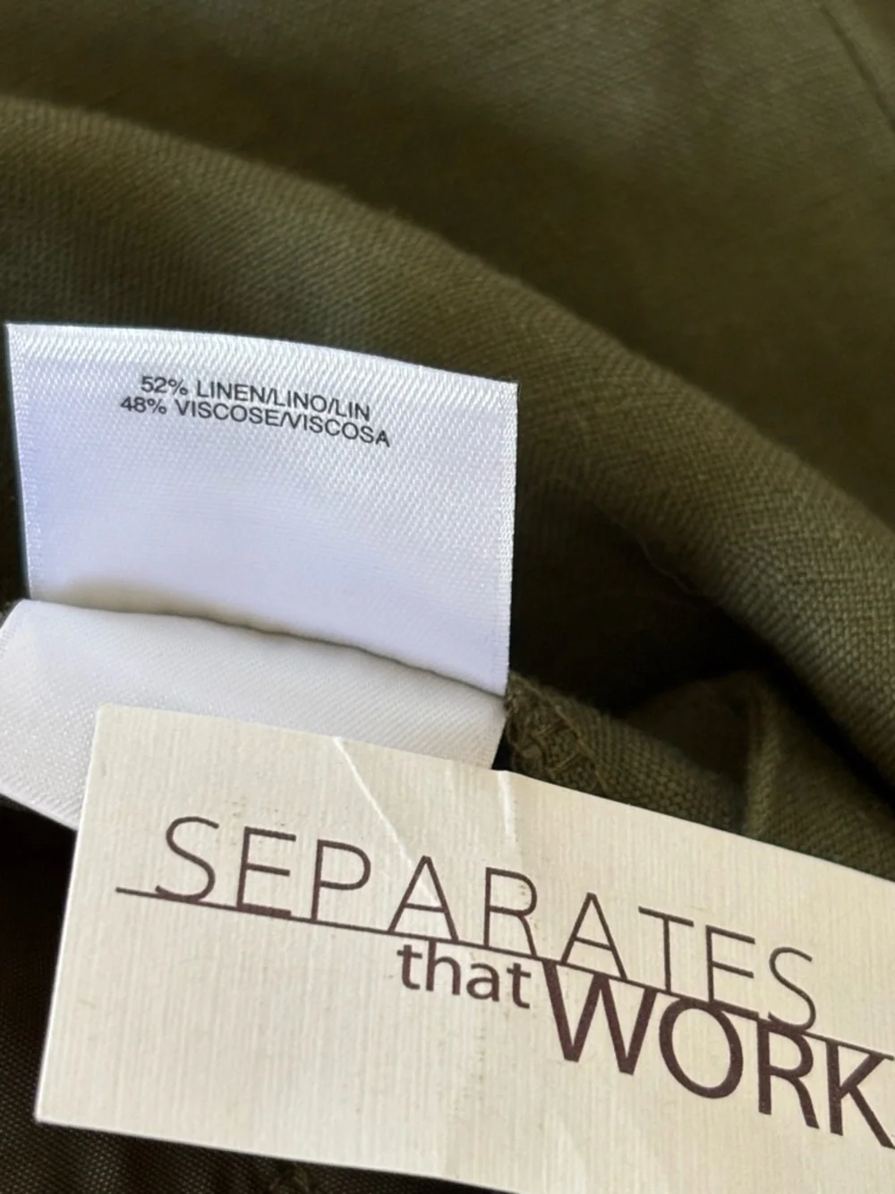 ANNE KLEIN NWT Women’s SZ 14 Olive Green Ankle Pants, Straight Leg, Linen Blend - Picture 12 of 16